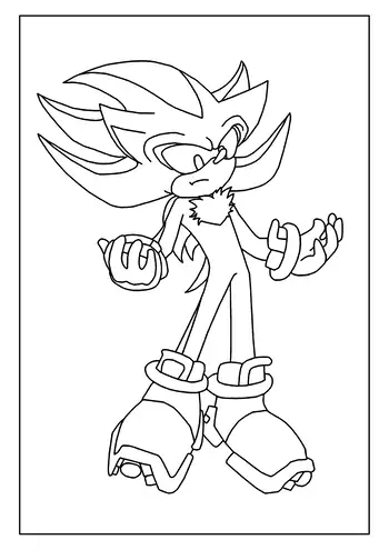 Shadow the Hedgehog looks serious in this printable page.