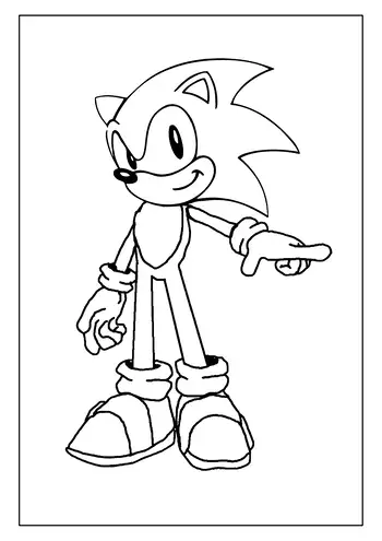 Classic Sonic the Hedgehog pointing and smiling.
