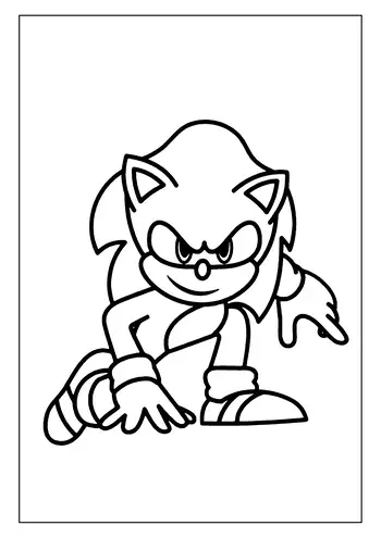A sneaky Sonic the Hedgehog getting ready to run.