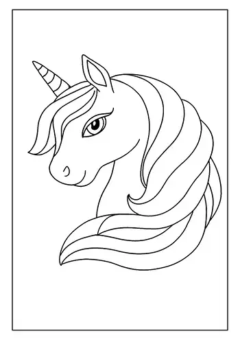A Mystical Unicorn Coloring Page, Showing It Flying Through A Dark, Starry Night Sky With A Long Mane.
