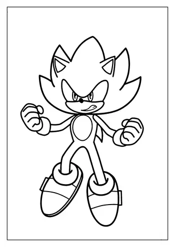 Super Sonic with his hands in fists, ready for a fight.